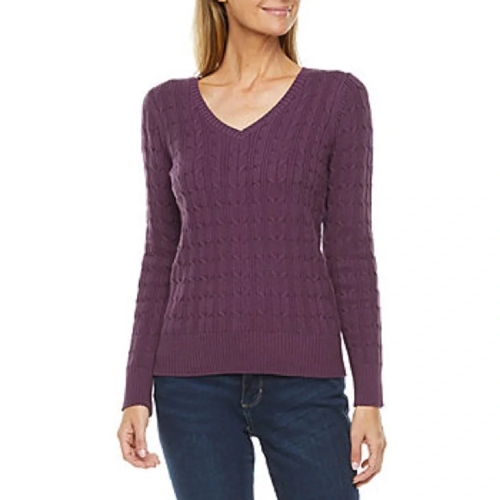 ⭐️St. John's Bay Womens V Neck Long Sleeve Pullover Sweater size‎ S - Picture 2 of 7